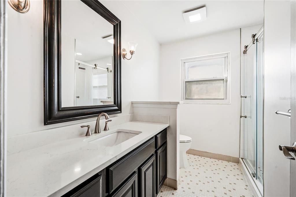 Bathroom, Glass Shower, Interior, Recessed Lighting