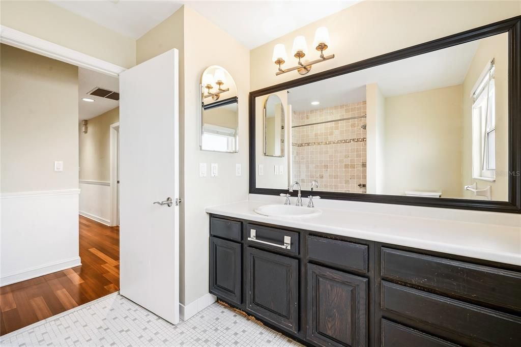 Bathroom, Dual Sink Vanities, Interior, Wood Texture Flooring