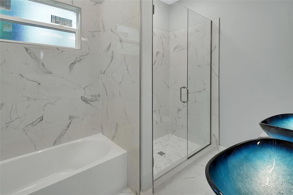 Bathroom, Glass Shower, Interior, Marble Walls