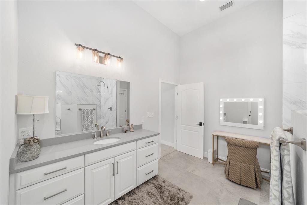 Bathroom, Dual Sink Vanities, Interior, Marble Walls