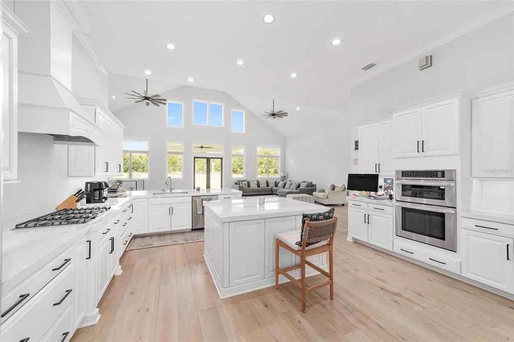 Interior, Kitchen, Living room, Recessed Lighting, Wood Texture Flooring