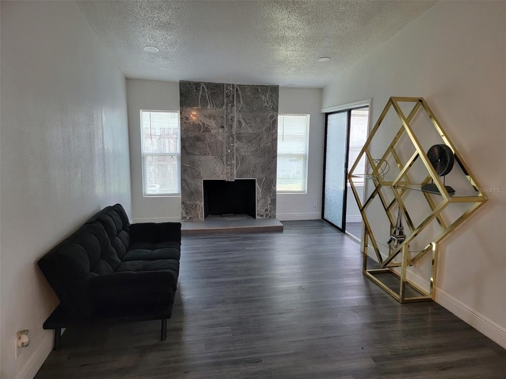 Fireplace, Interior, Marble Walls, Wood Texture Flooring