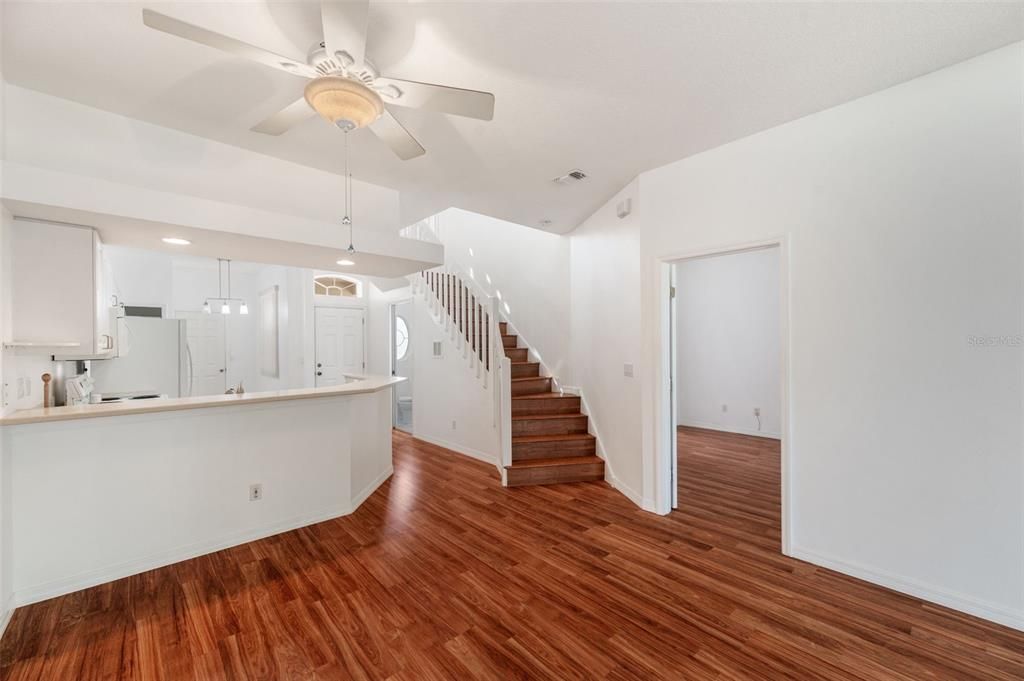 Interior, Kitchen, Pendant Lights, Recessed Lighting, Wood Texture Flooring