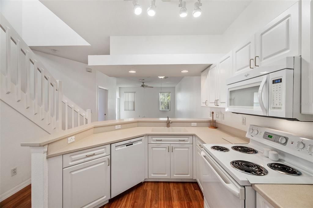 Interior, Kitchen, Recessed Lighting, Wood Texture Flooring
