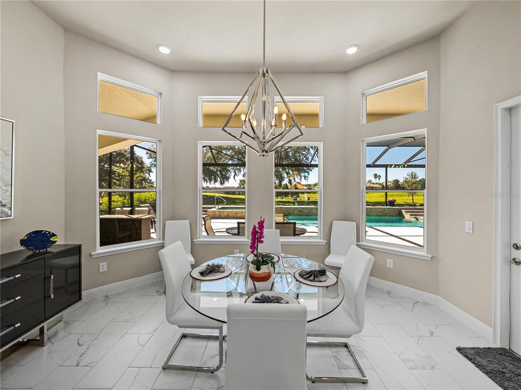 Dining room, Interior, Marble, Pendant Lights, Recessed Lighting, Water