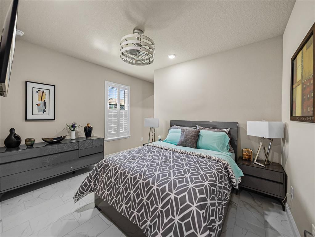 Bedroom, Interior, Marble, Recessed Lighting