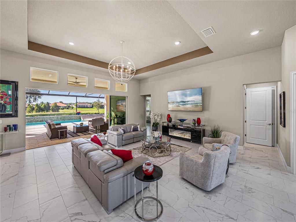 Chandelier, Interior, Living room, Marble, Pendant Lights, Recessed Lighting