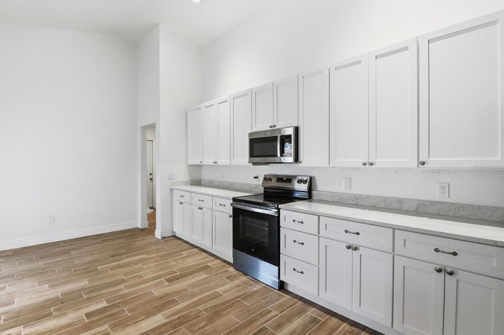 Interior, Kitchen, Stainless Steel Appliances, Wood Texture Flooring
