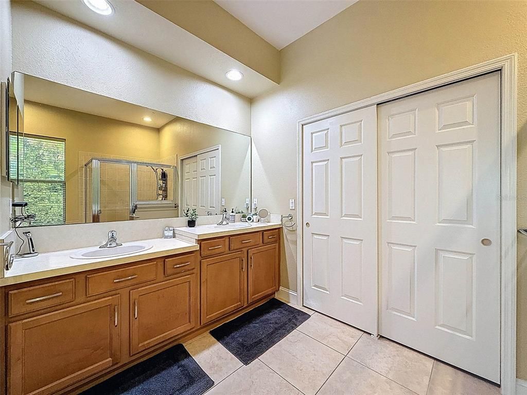 Bathroom, Dual Sink Vanities, Glass Shower, Interior, Recessed Lighting