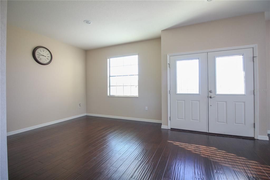 Empty room, Interior, Recessed Lighting, Wood Texture Flooring
