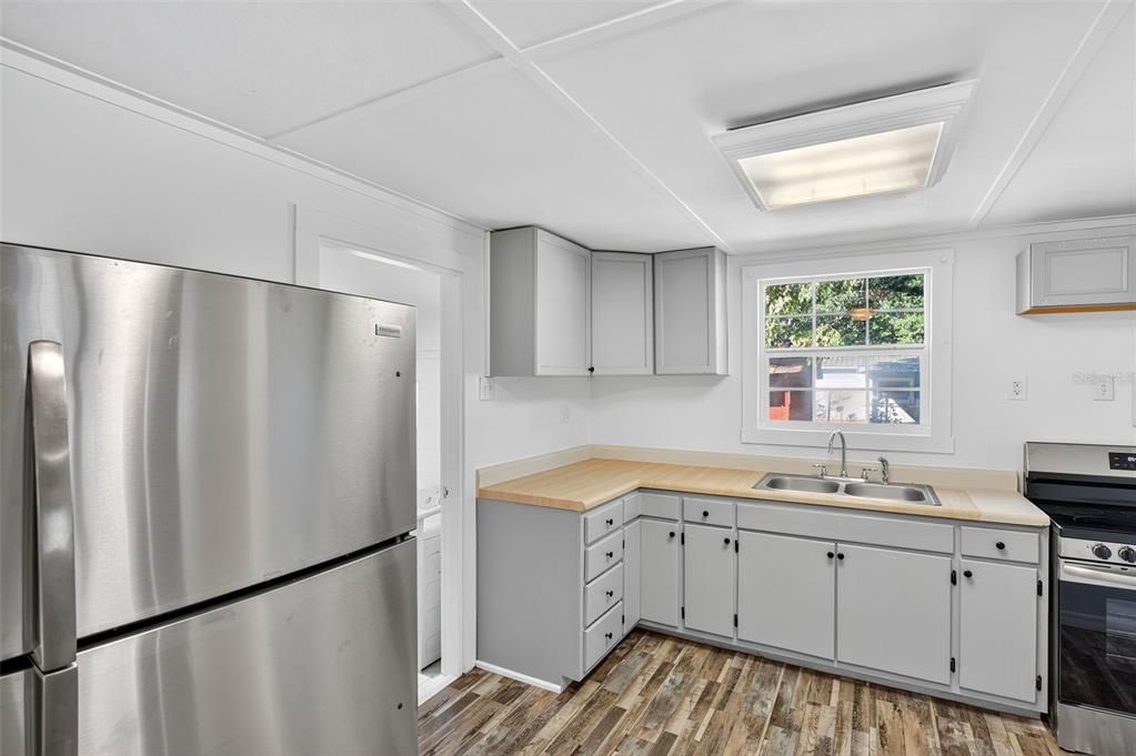 Interior, Kitchen, Stainless Steel Appliances, Wood Texture Flooring
