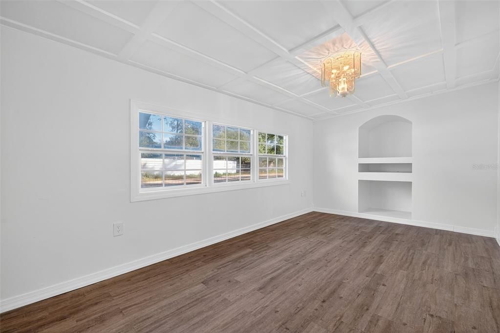 Chandelier, Empty room, Fireplace, Interior, Wood Texture Flooring