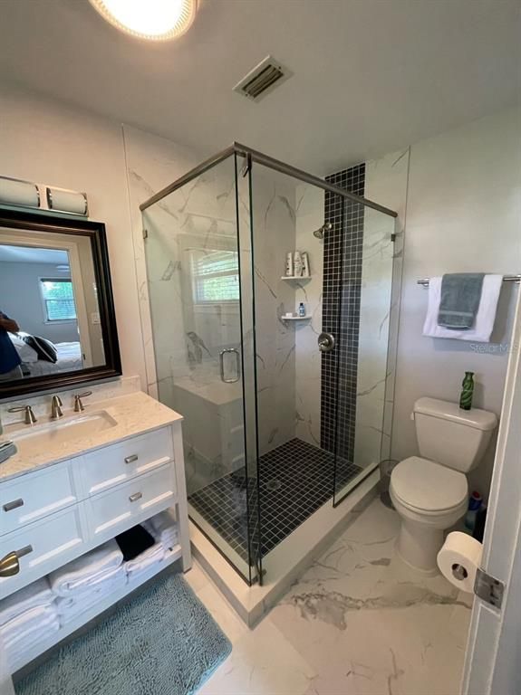 Bathroom, Glass Shower, Interior, Marble, Marble Walls