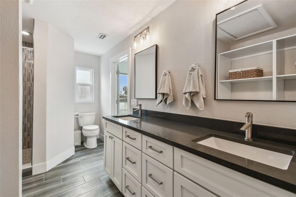 Bathroom, Dual Sink Vanities, Interior, Wood Texture Flooring