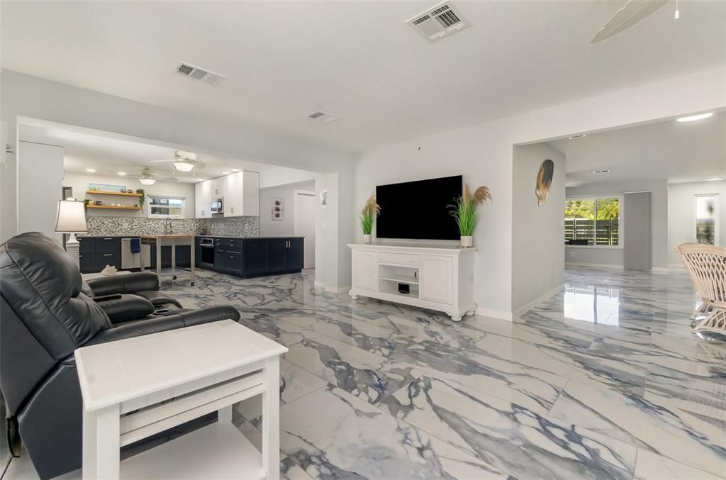 Interior, Kitchen, Living room, Marble, Recessed Lighting