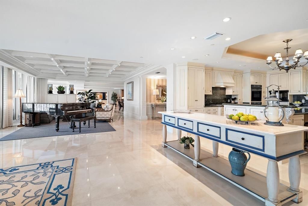 Chandelier, Dining room, Interior, Kitchen, Living room, Recessed Lighting, Stainless Steel Appliances