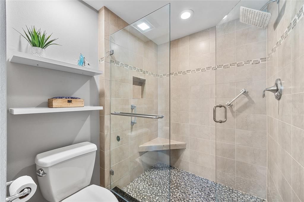 Bathroom, Glass Shower, Interior, Recessed Lighting