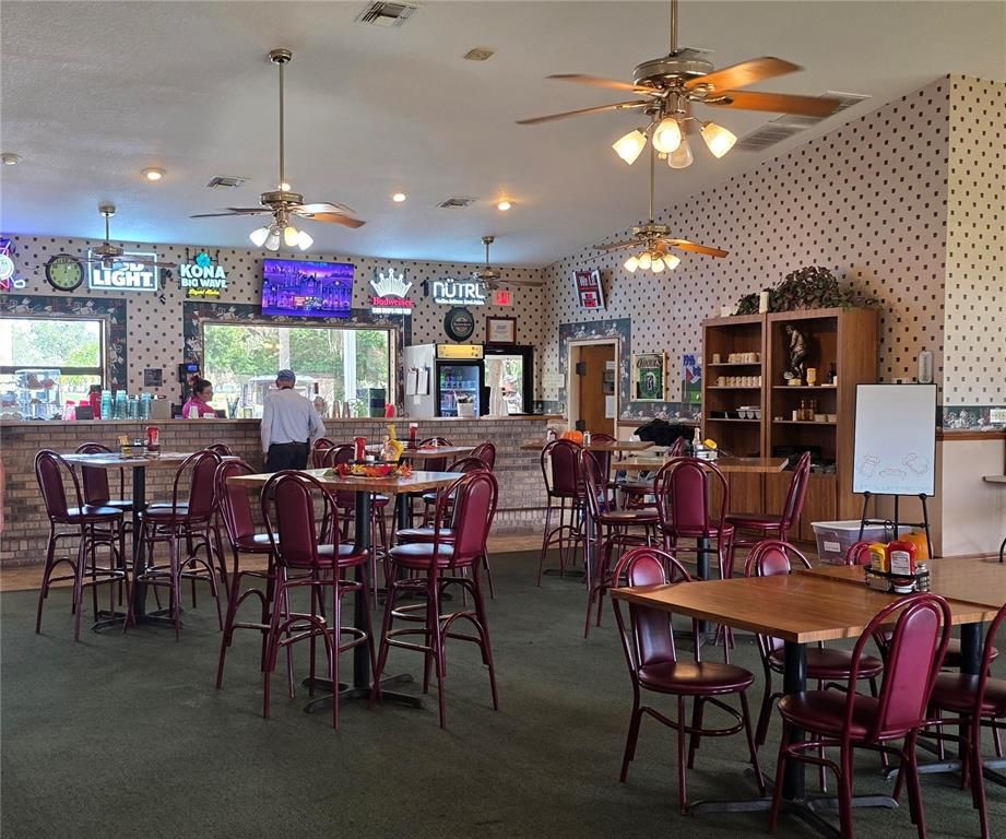 Dining room, Interior, Recessed Lighting, Stone Walls
