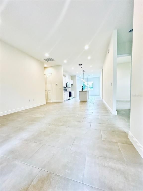 Empty room, Interior, Kitchen, Pendant Lights, Recessed Lighting