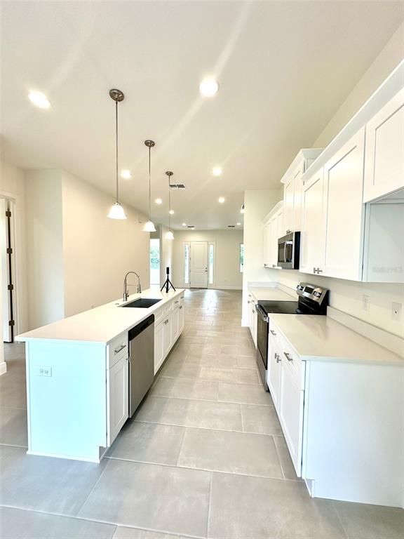 Interior, Kitchen, Pendant Lights, Recessed Lighting, Stainless Steel Appliances