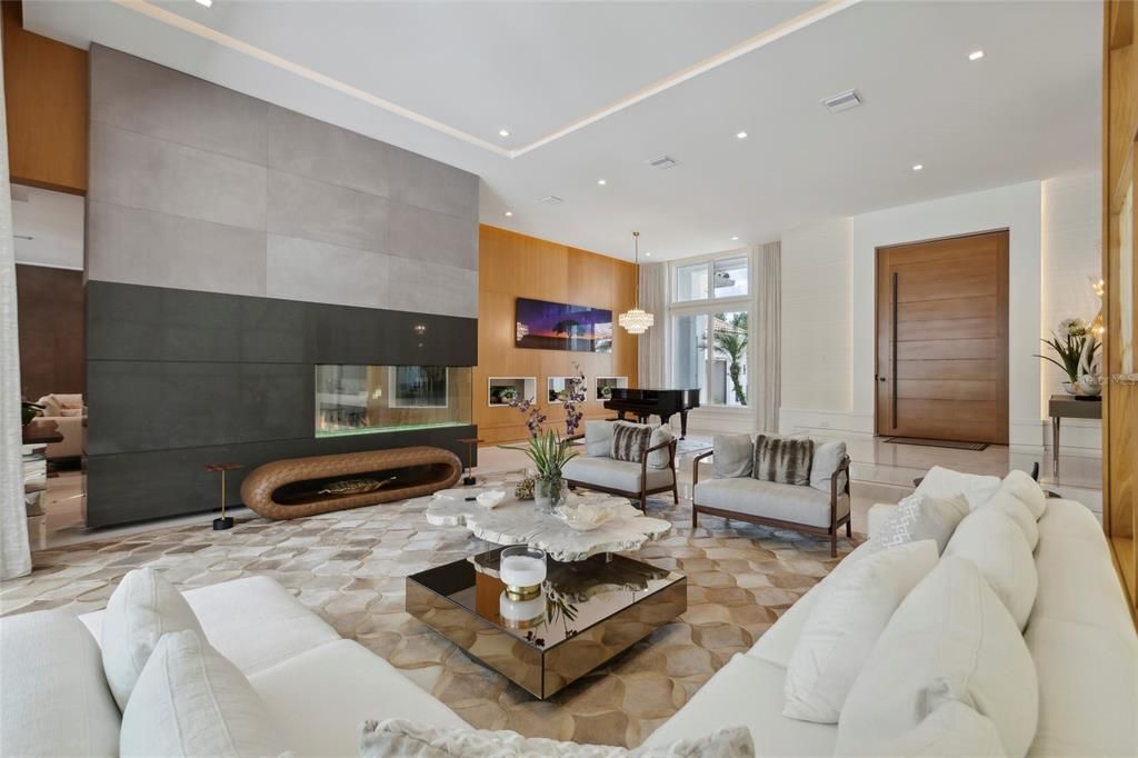 Fireplace, Interior, Living room, Pendant Lights, Recessed Lighting