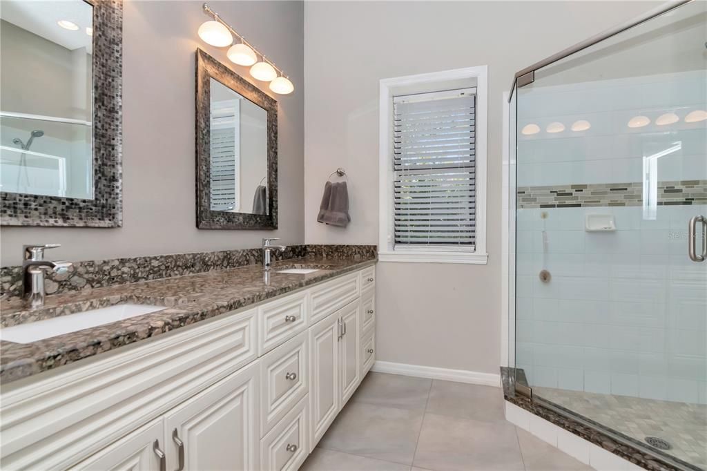 Bathroom, Dual Sink Vanities, Glass Shower, Interior