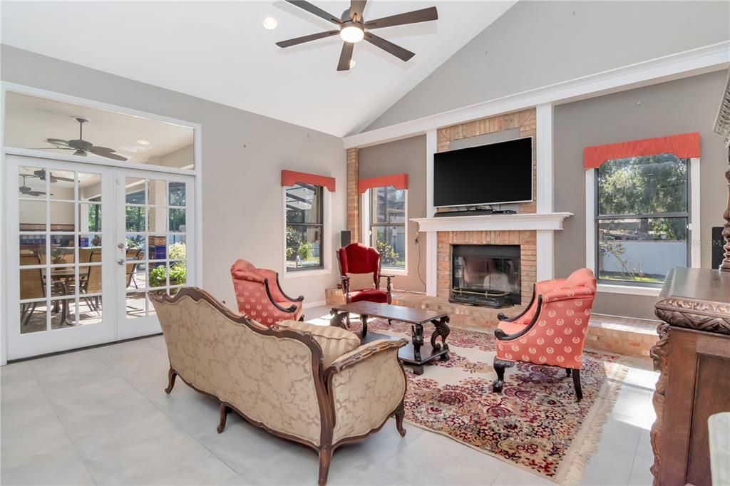 Fireplace, Interior, Living room, Recessed Lighting