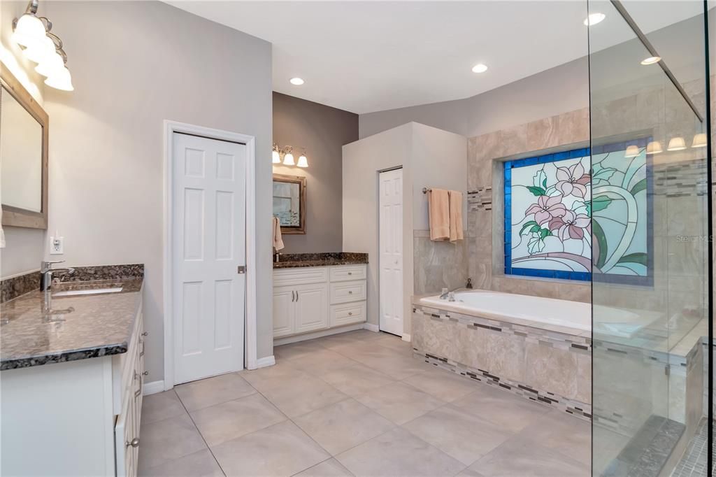 Bathroom, Dual Sink Vanities, Glass Shower, Interior, Recessed Lighting