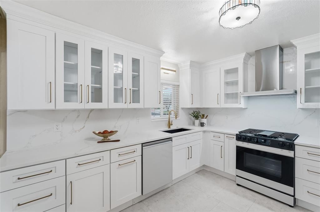 Interior, Kitchen, Marble Walls, Stainless Steel Appliances