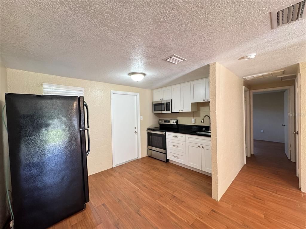 Interior, Kitchen, Stainless Steel Appliances, Wood Texture Flooring