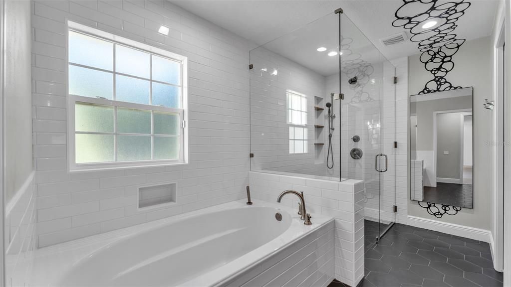 Bathroom, Glass Shower, Interior, Recessed Lighting