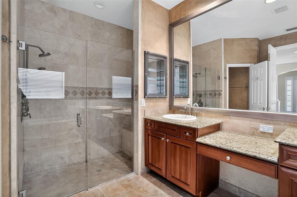 Bathroom, Glass Shower, Interior, Recessed Lighting