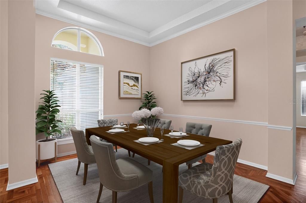 Dining room, Interior, Wood Texture Flooring