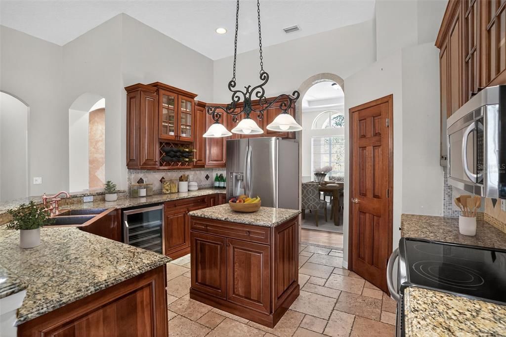 Chandelier, Interior, Kitchen, Pendant Lights, Recessed Lighting, Stainless Steel Appliances