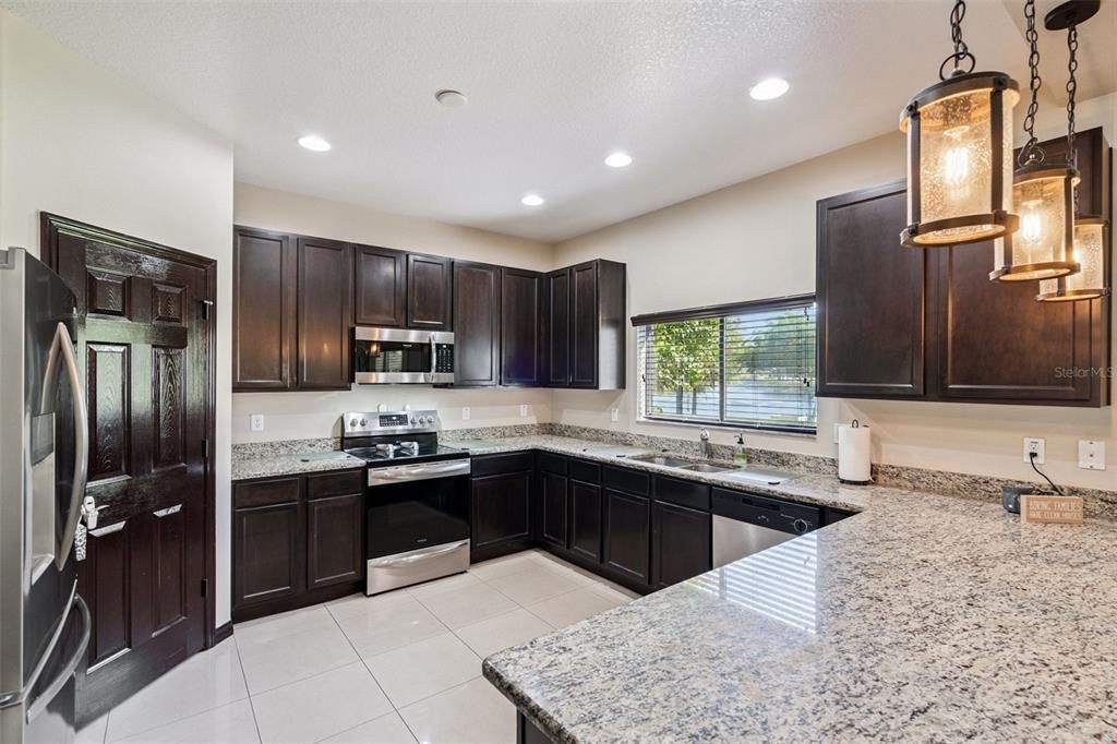 Interior, Kitchen, Pendant Lights, Recessed Lighting, Stainless Steel Appliances