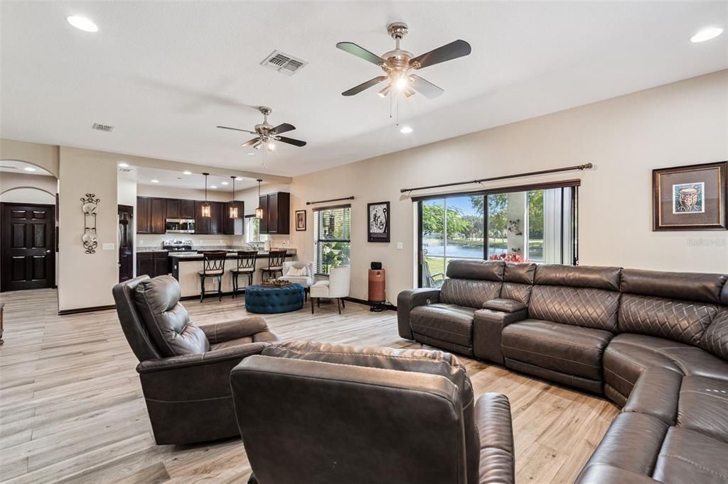 Interior, Kitchen, Living room, Pendant Lights, Recessed Lighting, Stainless Steel Appliances, Wood Texture Flooring