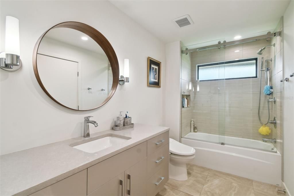 Bathroom, Glass Shower, Interior, Recessed Lighting