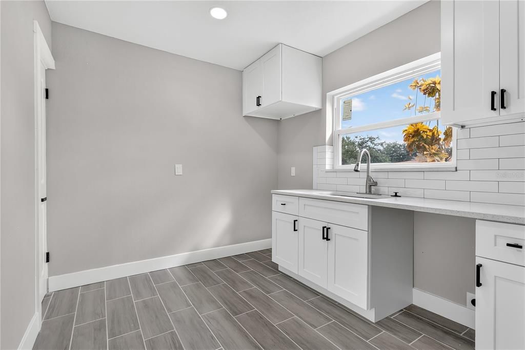 Interior, Kitchen, Recessed Lighting, Wood Texture Flooring