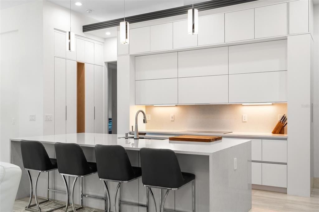 Interior, Kitchen, Pendant Lights, Recessed Lighting, Wood Texture Flooring