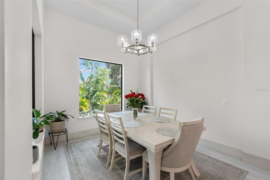 Chandelier, Dining room, Interior, Pendant Lights, Wood Texture Flooring