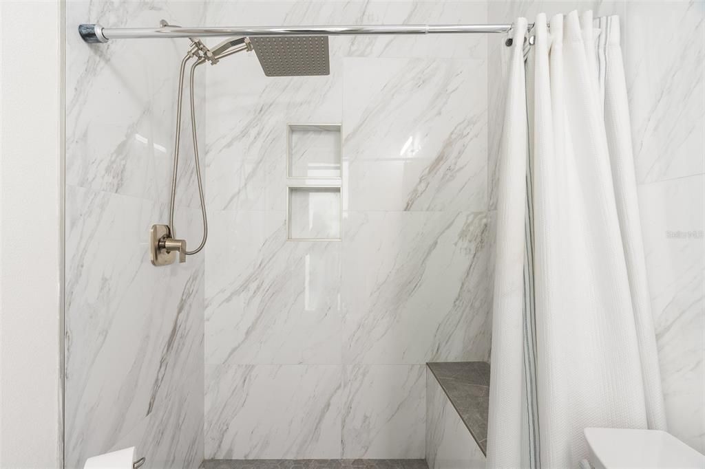 Bathroom, Glass Shower, Interior, Marble Walls