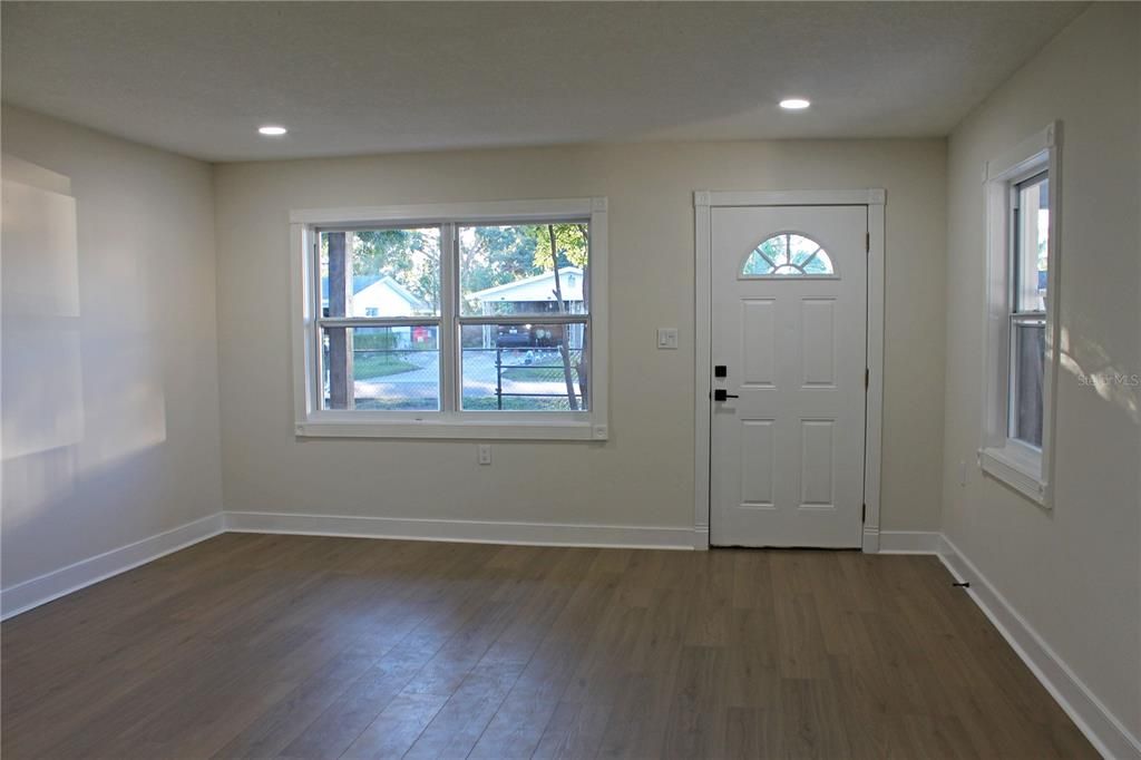 Empty room, Interior, Recessed Lighting, Wood Texture Flooring