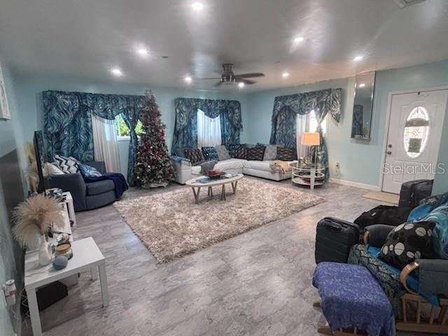 Interior, Living room, Recessed Lighting, Wood Texture Flooring