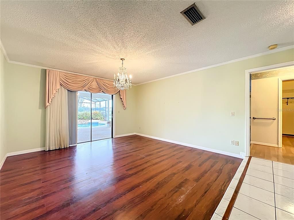 Chandelier, Empty room, Interior, Wood Texture Flooring