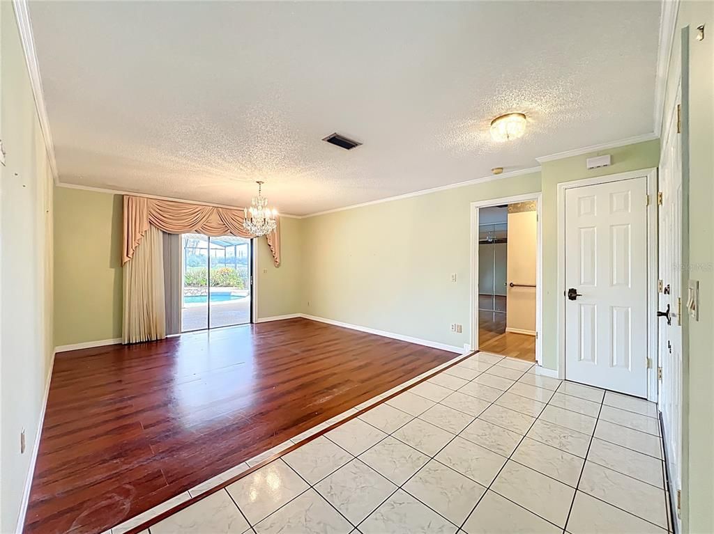 Chandelier, Empty room, Interior, Marble, Wood Texture Flooring
