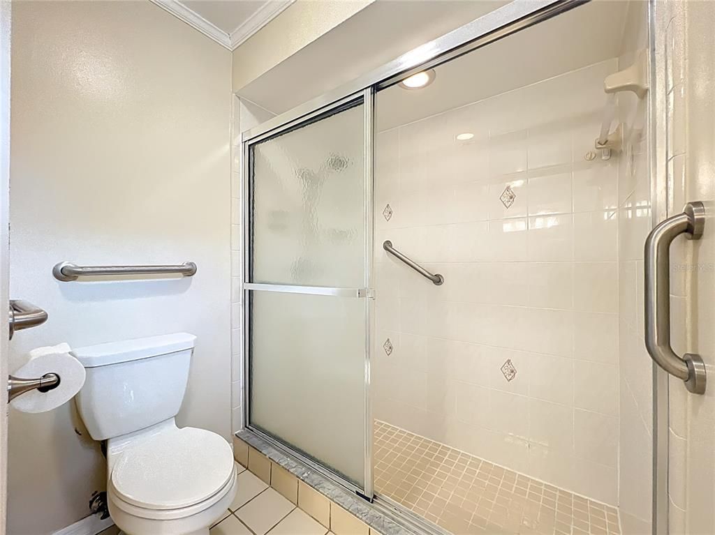 Bathroom, Glass Shower, Interior, Recessed Lighting