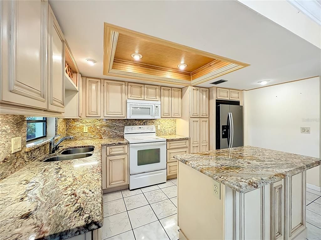 Interior, Kitchen, Recessed Lighting, Stainless Steel Appliances, Wooden Ceilings