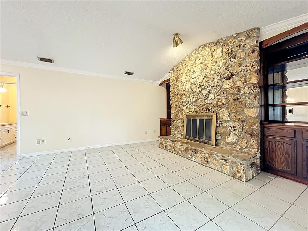 Empty room, Fireplace, Interior, Marble, Stone Walls