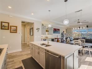 Dining room, Interior, Kitchen, Pendant Lights, Recessed Lighting, Wood Texture Flooring