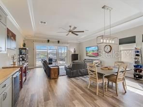 Dining room, Interior, Living room, Pendant Lights, Wood Texture Flooring